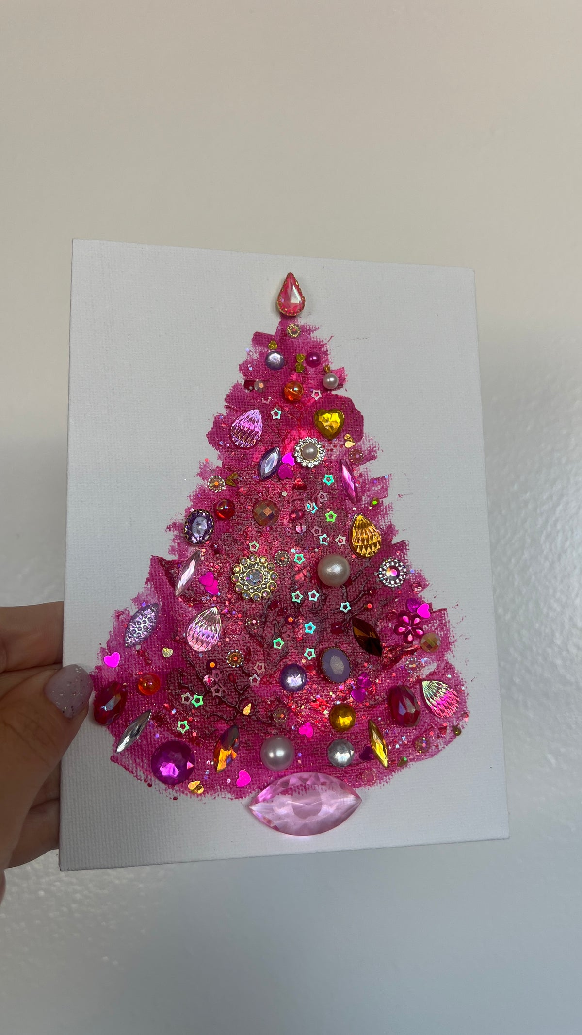 Original Painting "Pink Flame" Christmas Tree 5x7
