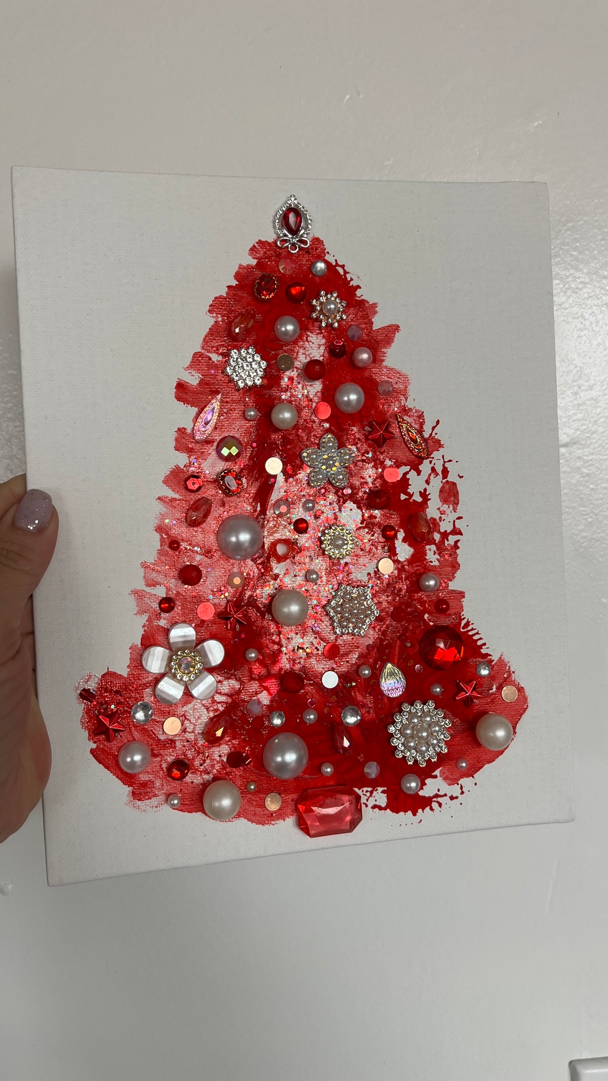 Original Painting "Ruby Noel" Christmas Tree 8x10