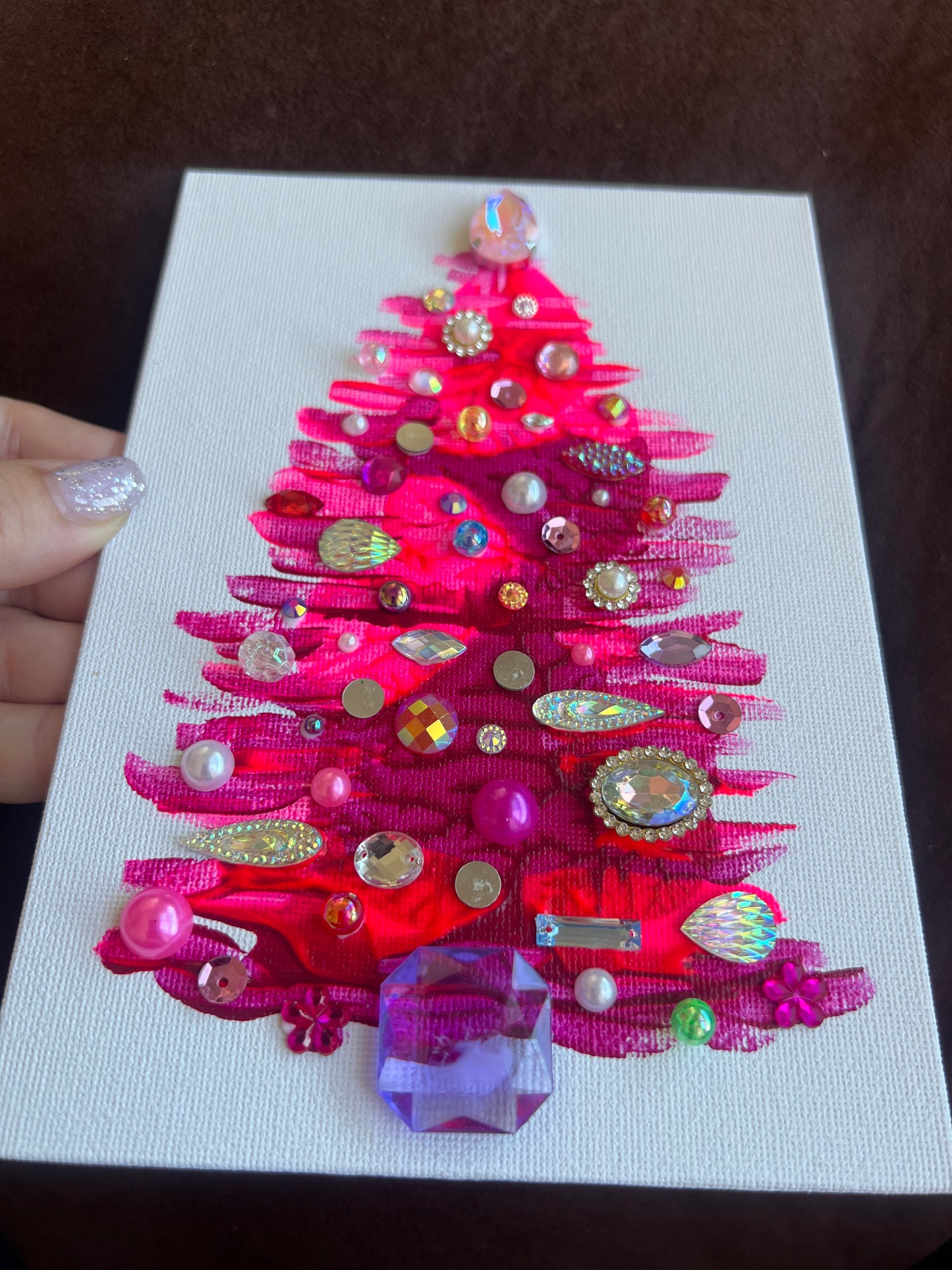 Handmade Pink Christmas Tree 5x7