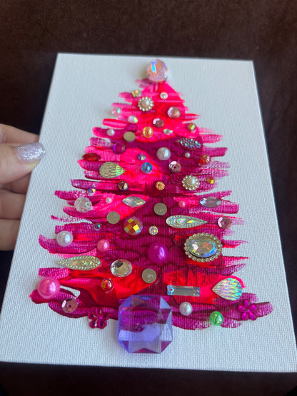 Handmade Pink Christmas Tree 5x7