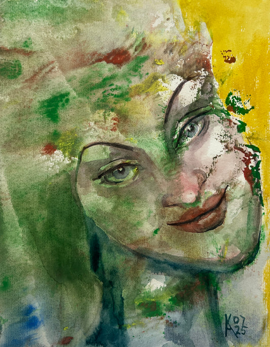 Spring Girl – Original Watercolor, 9x12 (22.9 x 30.5 cm)