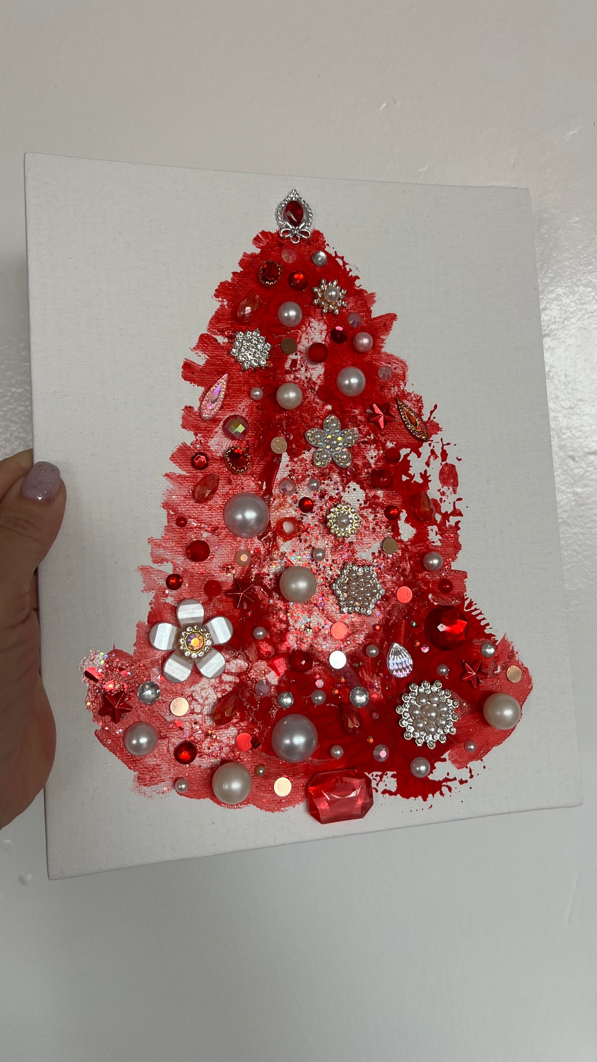 Original Painting "Ruby Noel" Christmas Tree 8x10