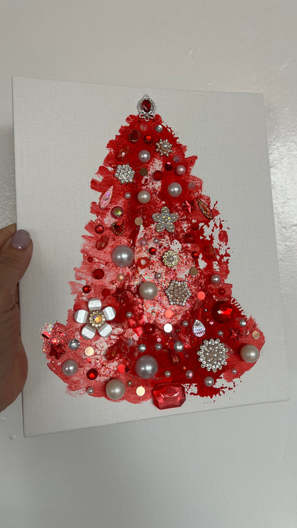 Original Painting "Ruby Noel" Christmas Tree 8x10