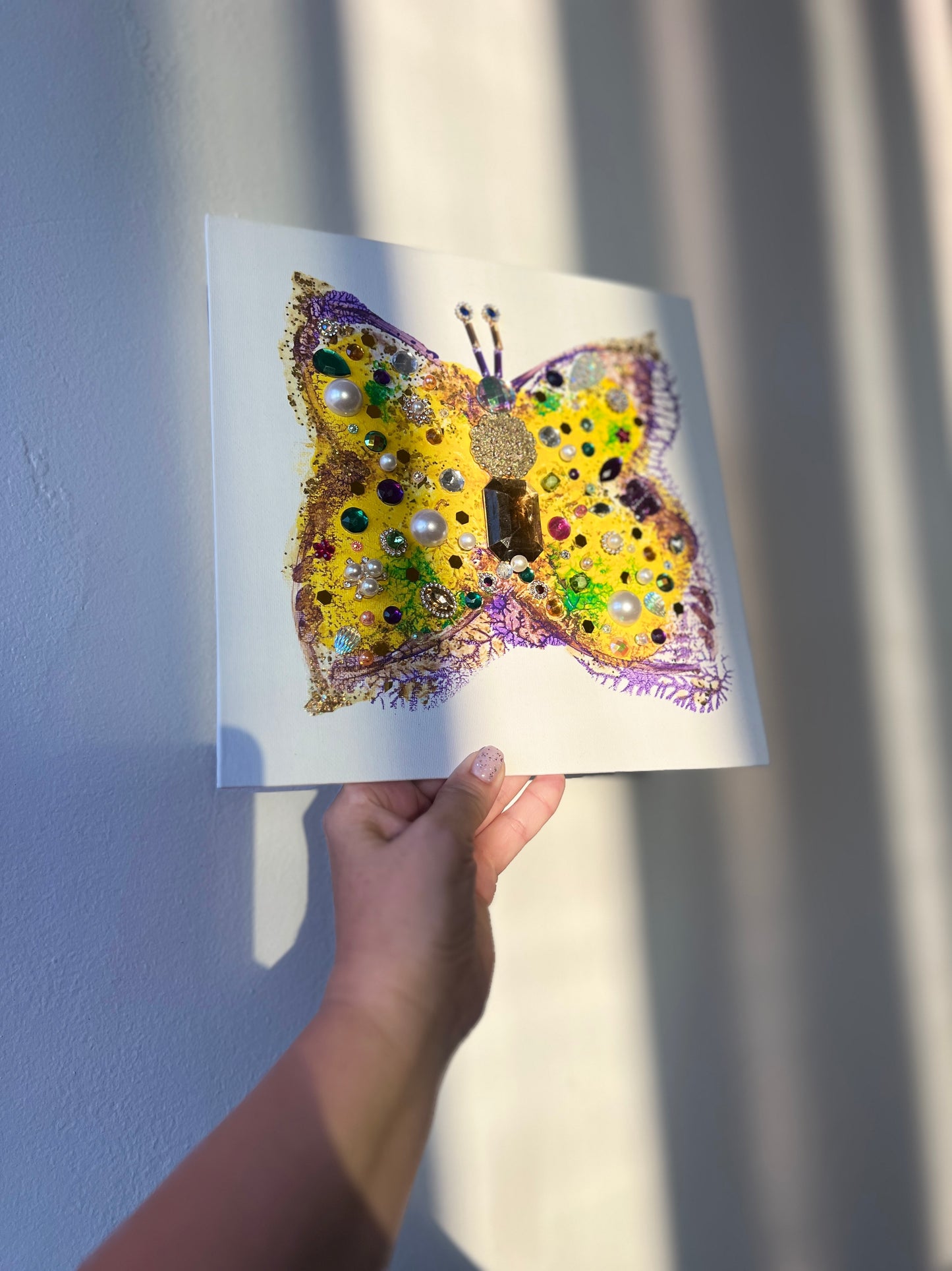 Golden Jeweled Butterfly – 10x10 Original painting