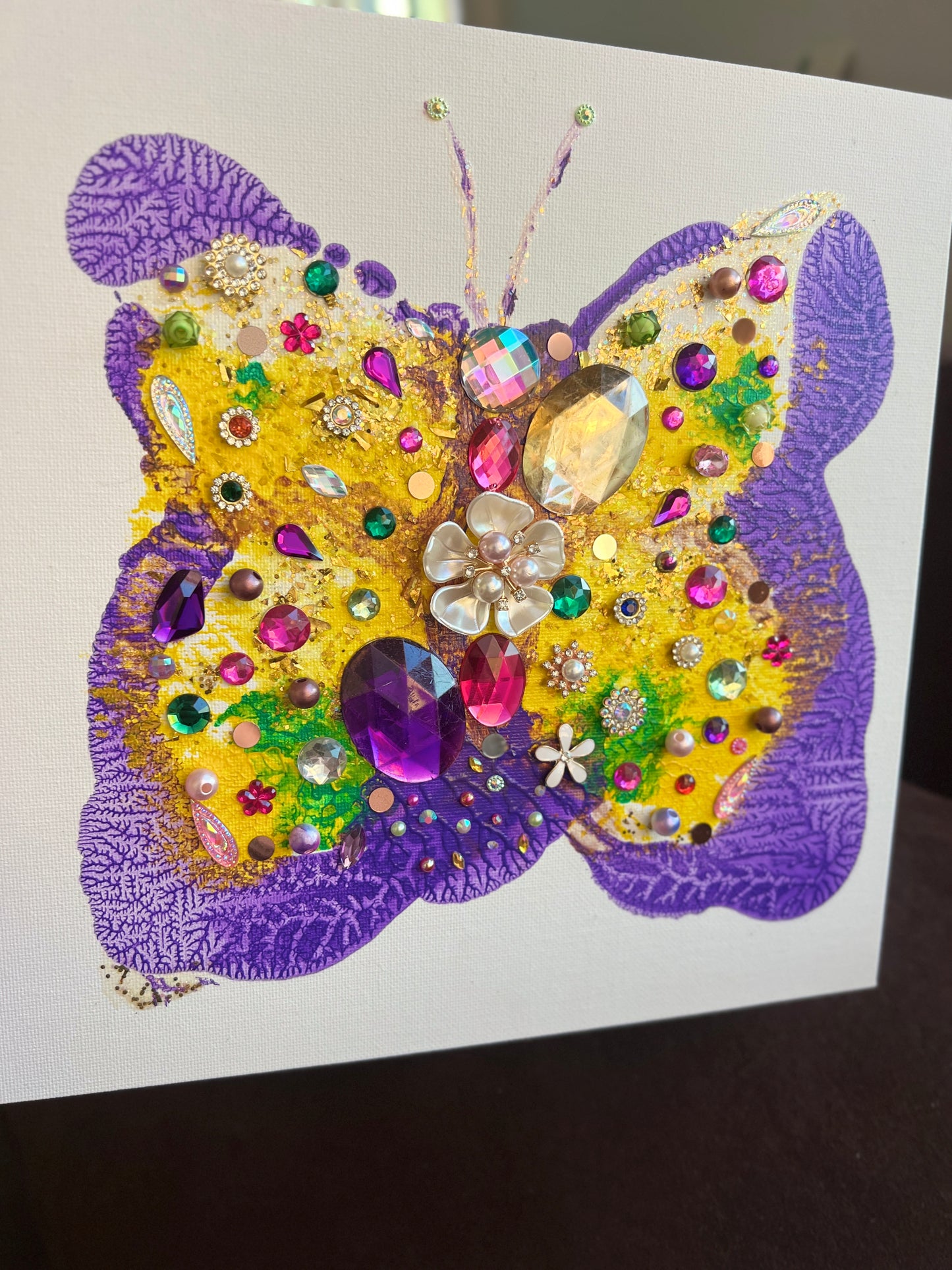 Jeweled Butterfly Art – 10x10 Original painting