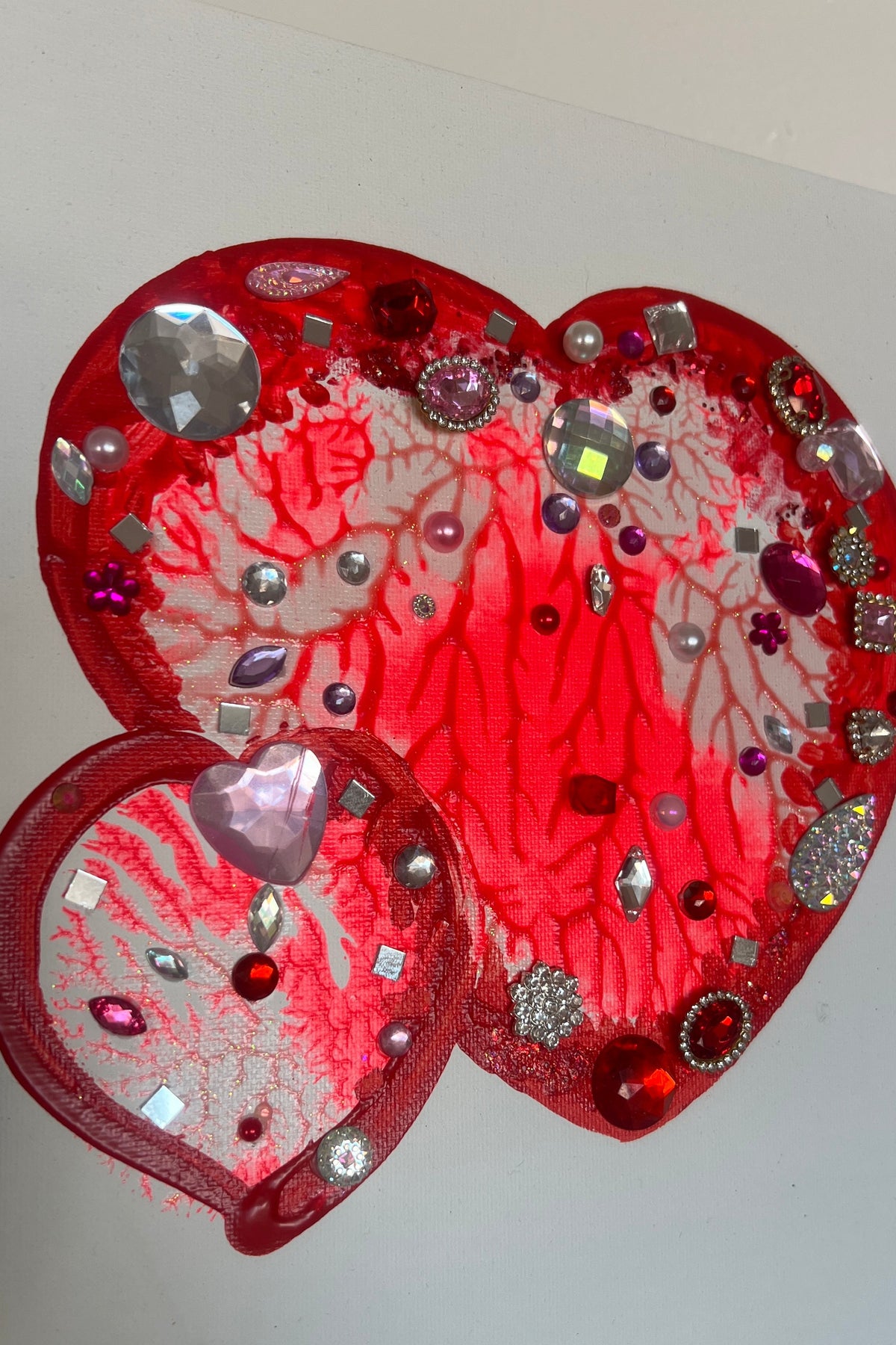 Two hearts, one love an original 3D heart painting, 10×10 in (25.4×25.4 cm)