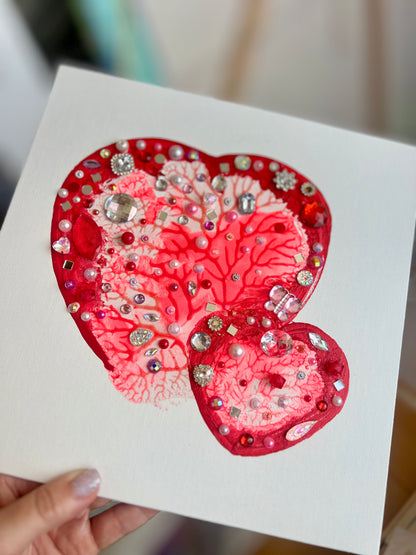 "Twin Hearts" – Original Mixed Media Art 10x10 inch