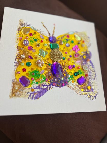 Golden Jeweled Butterfly – 10x10 Original painting