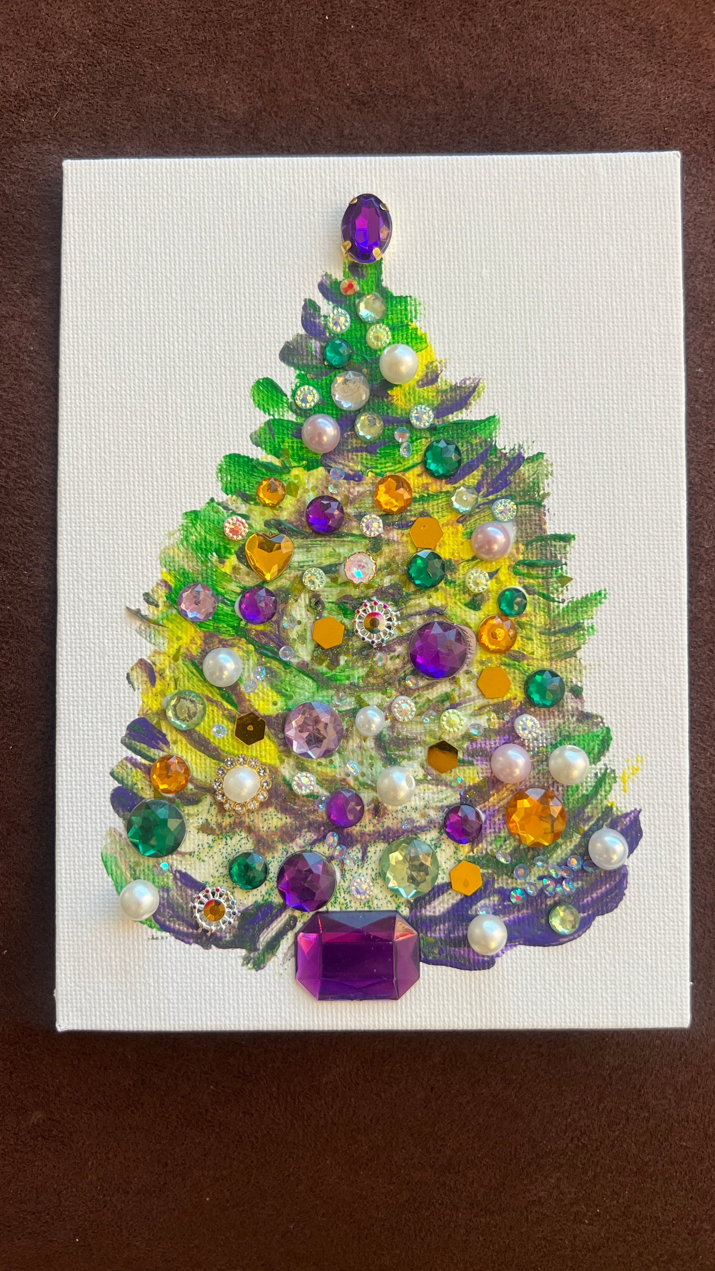 Sparkly Jeweled Christmas Tree – 5x7 Original painting