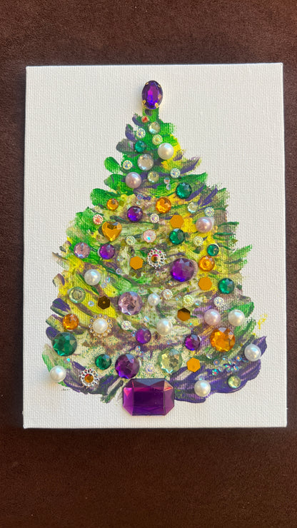 Sparkly Jeweled Christmas Tree – 5x7 Original painting
