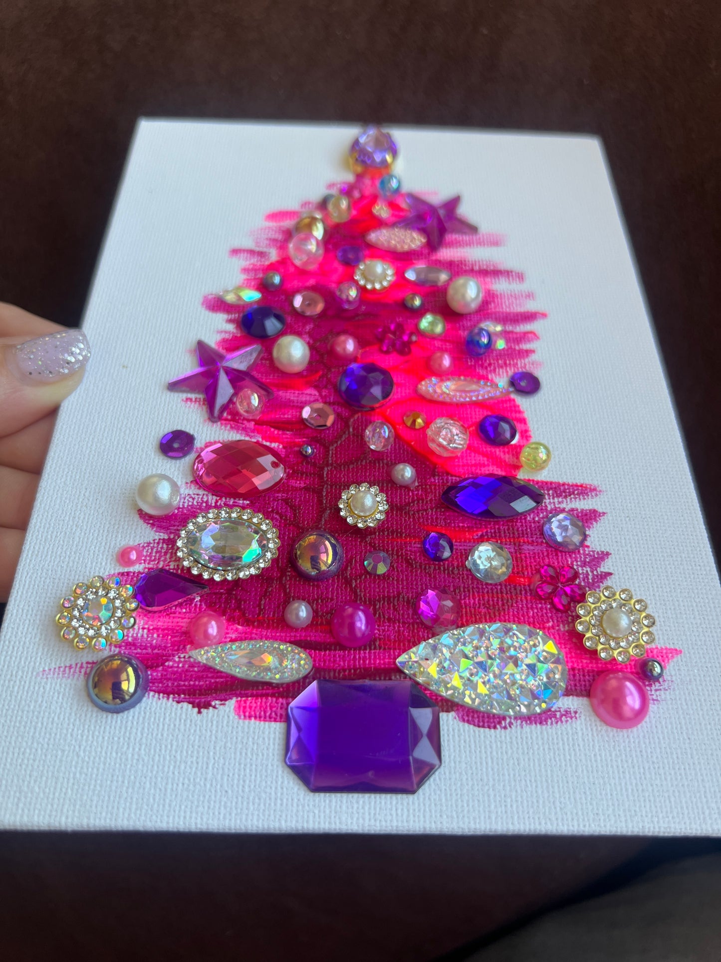 Pink & Purple Jeweled Christmas Tree - 5x7 Original