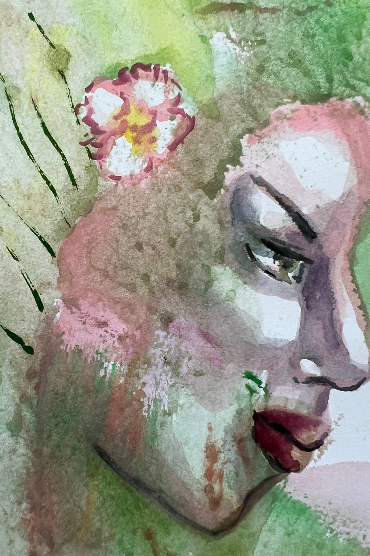 Floral Profile – Original Watercolor, 9x12 (22.9 x 30.5 cm)