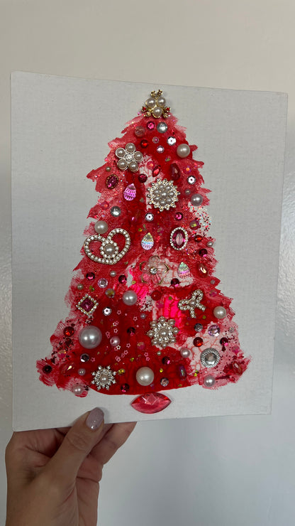 Original Painting "Scarlet Heart" Christmas Tree 8x10