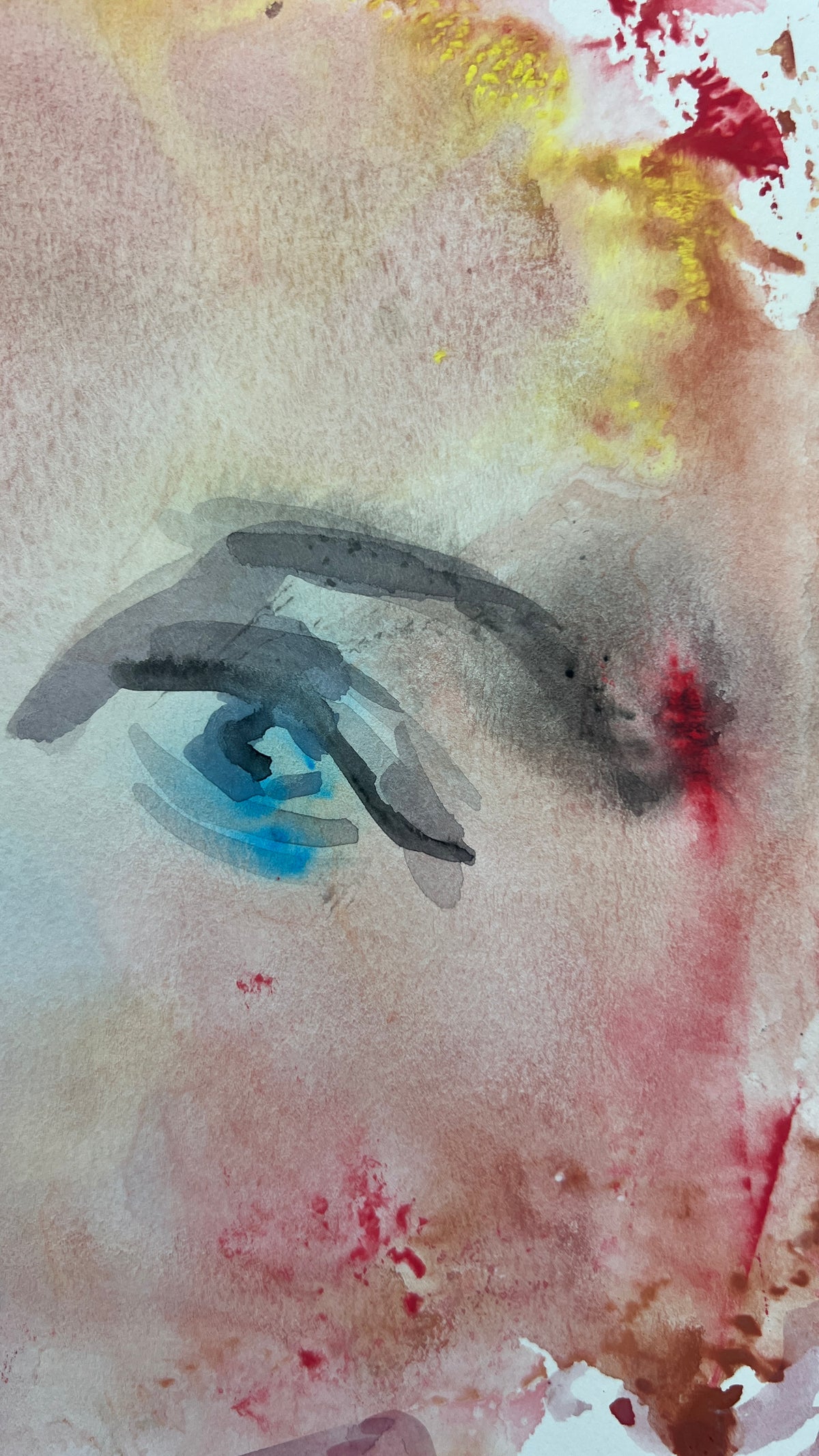 Original Watercolor Painting "Sky Eyes" Portrait 9x12