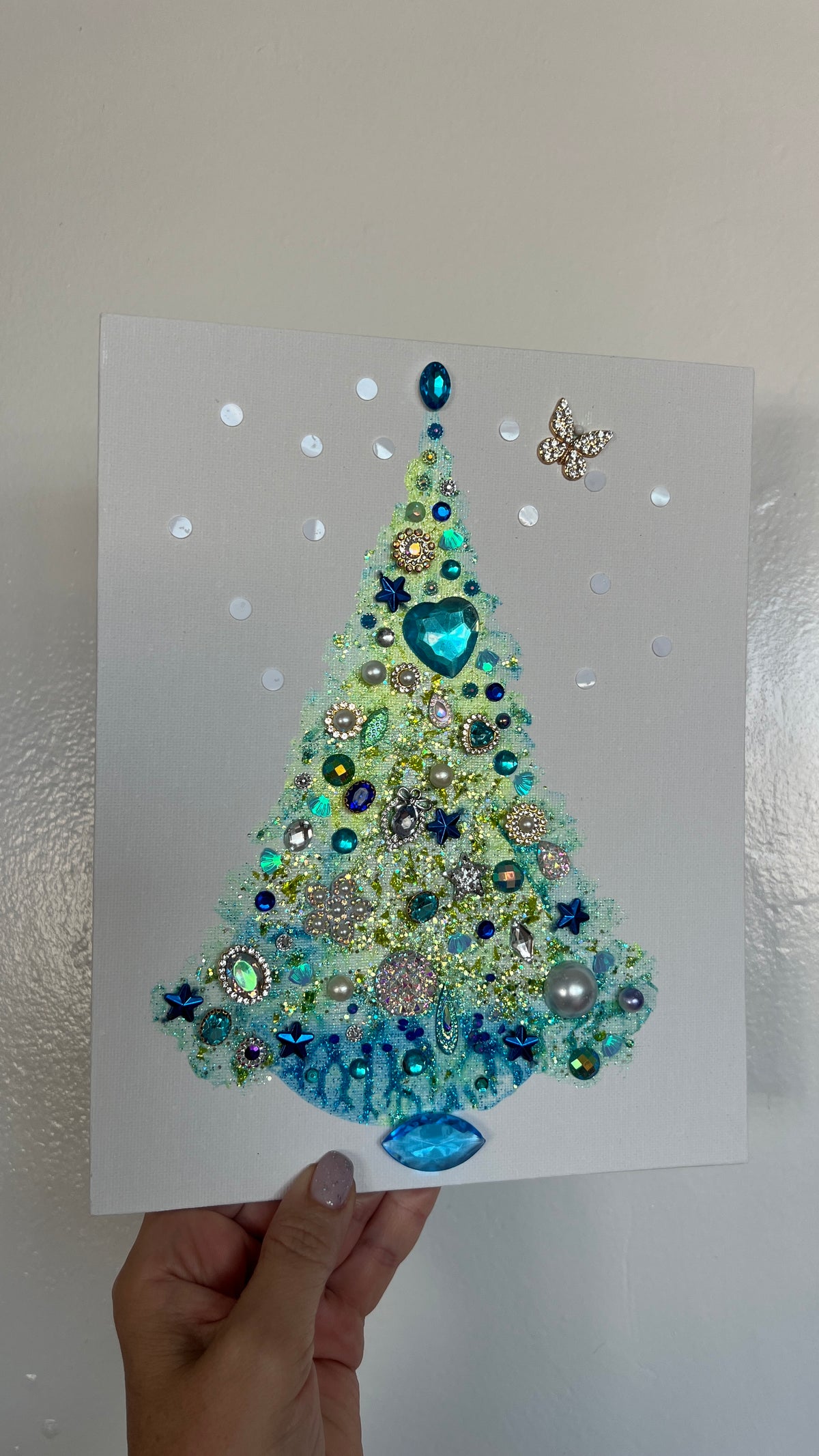 Original Painting "Butterfly Heart" Christmas Tree 8x10