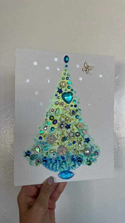 Original Painting "Butterfly Heart" Christmas Tree 8x10