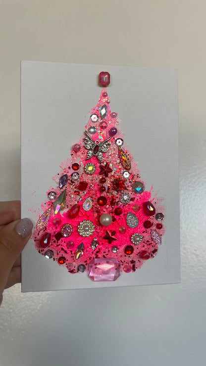 Original Painting "Pink Butterfly" Christmas Tree 5x7