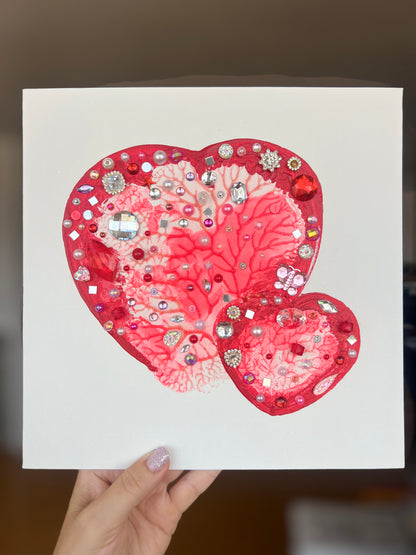 "Twin Hearts" – Original Mixed Media Art 10x10 inch