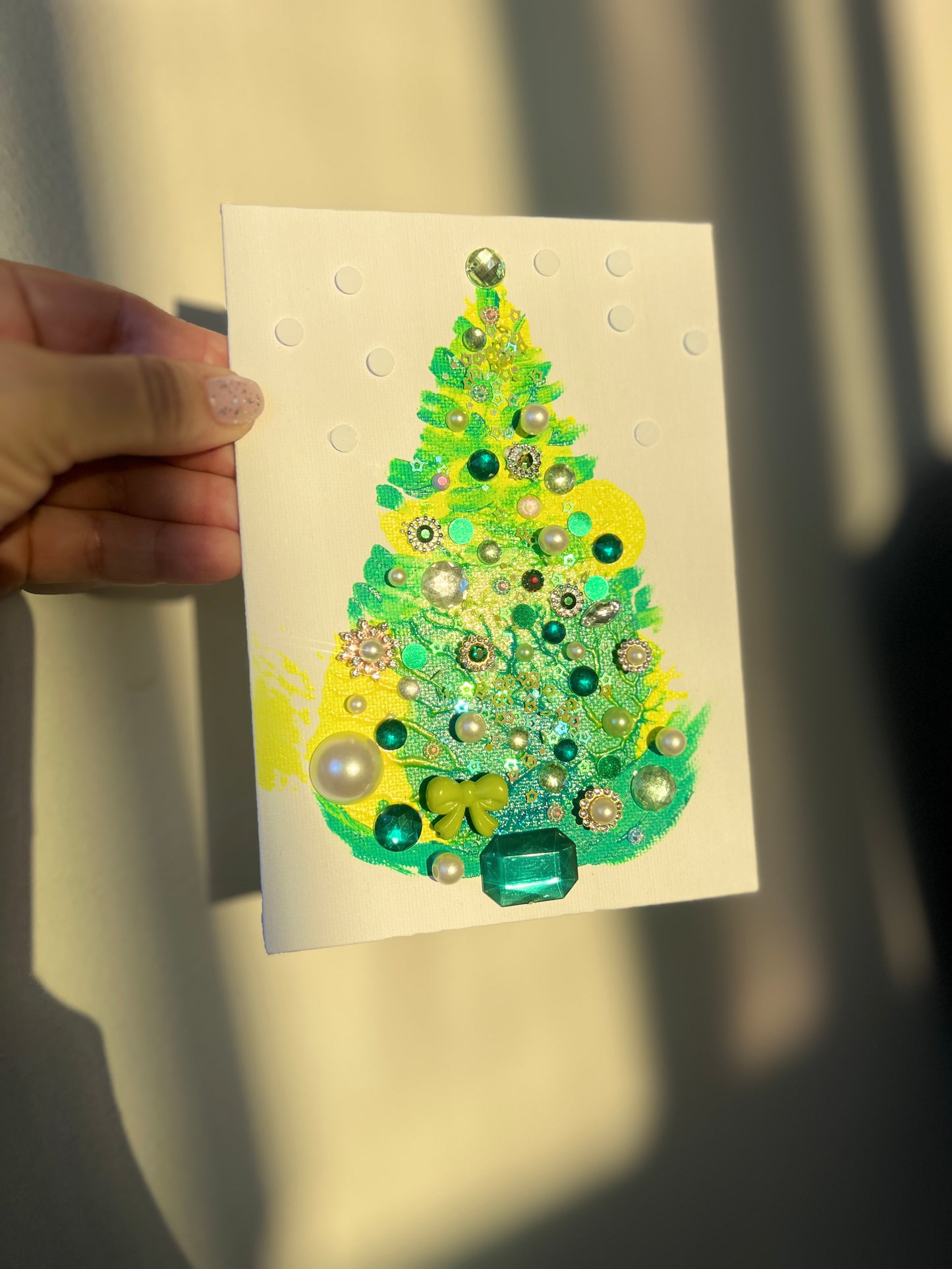Christmas Winter Wonderland Jeweled Tree – 5x7 Original painting