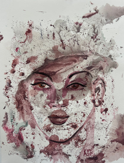 Wine Mist original watercolor, 9×12 in (23×30.5 cm)