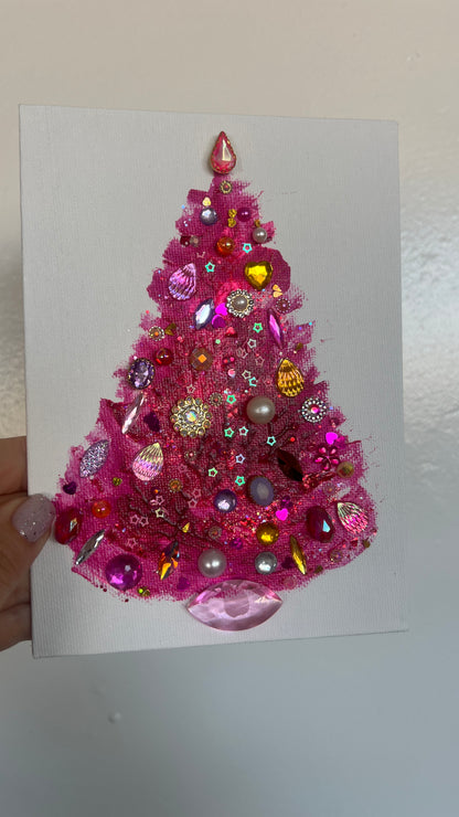 Original Painting "Pink Flame" Christmas Tree 5x7