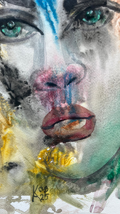 Spectrum Face – Original Watercolor, 12x18 (30.5 x 45.7 cm)