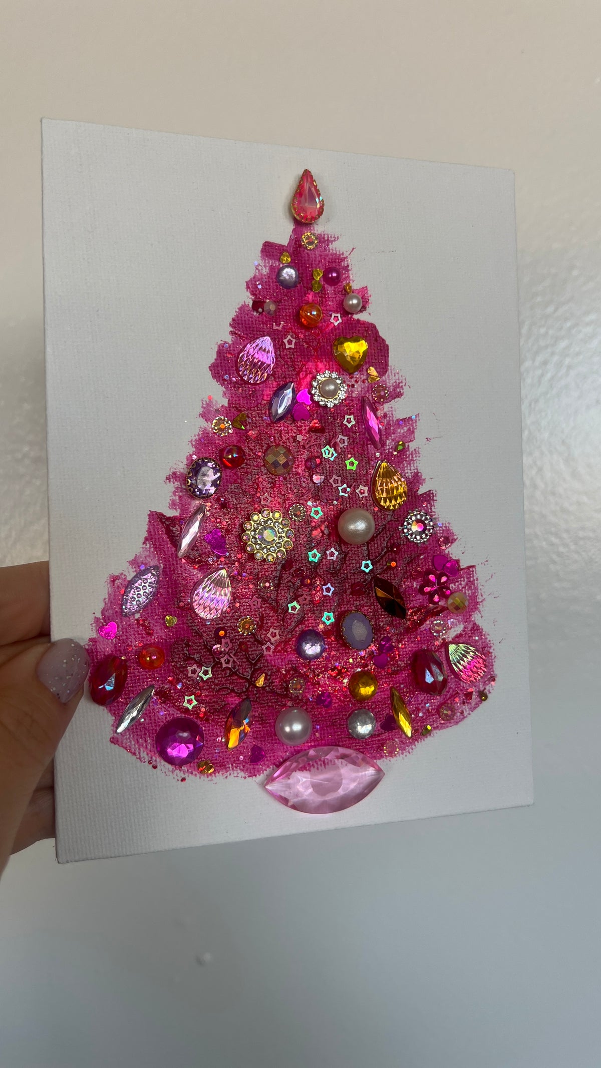 Original Painting "Pink Flame" Christmas Tree 5x7