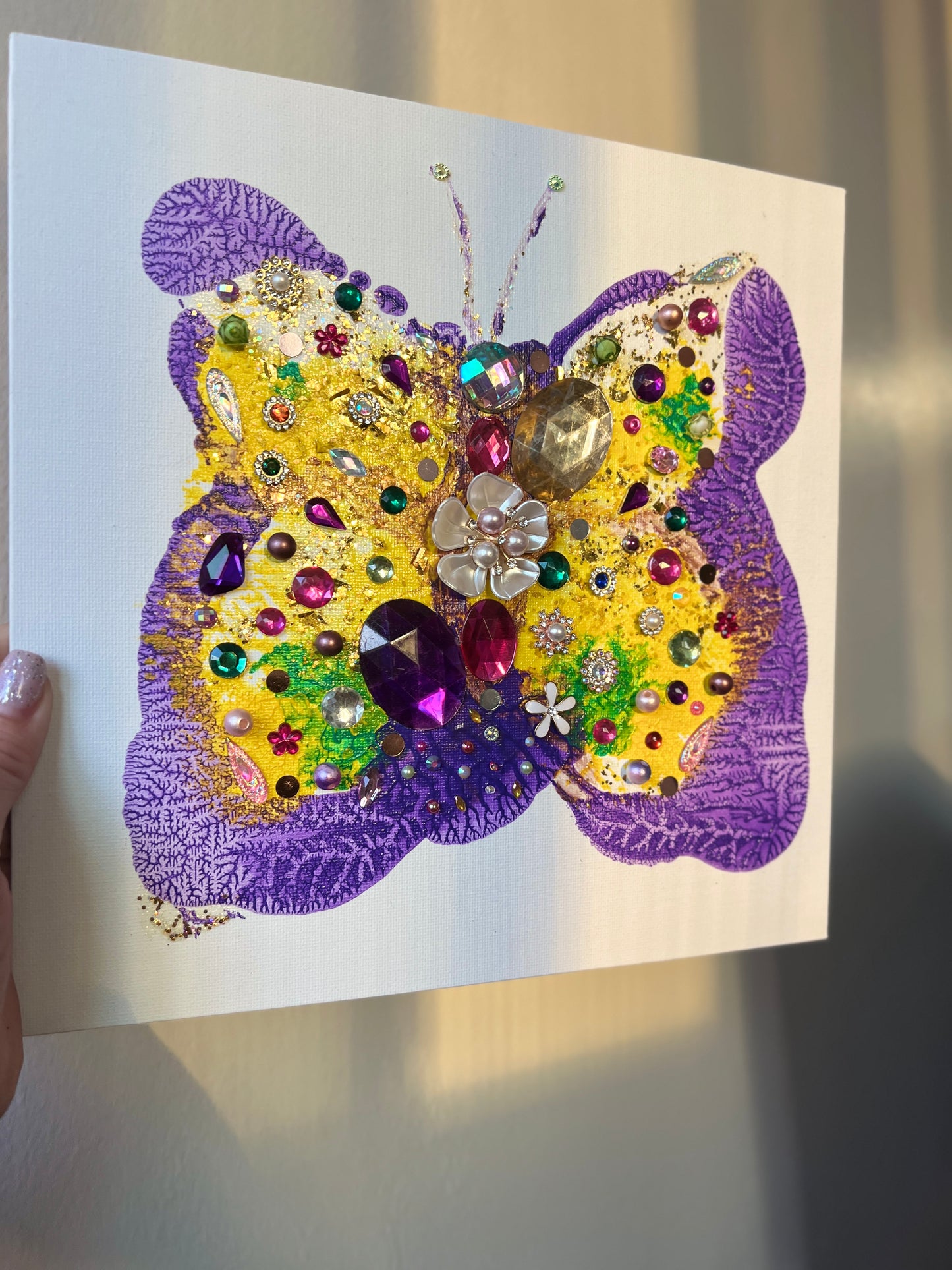 Jeweled Butterfly Art – 10x10 Original painting