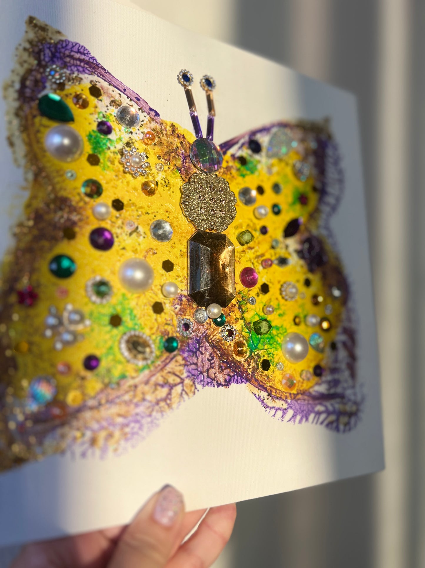 Golden Jeweled Butterfly – 10x10 Original painting