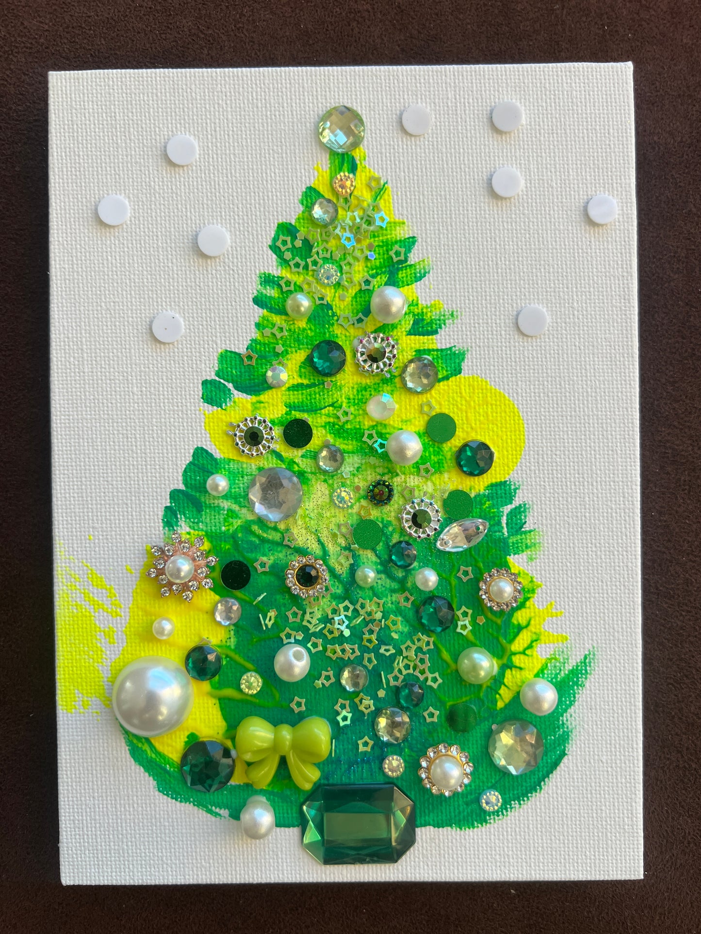 Christmas Winter Wonderland Jeweled Tree – 5x7 Original painting