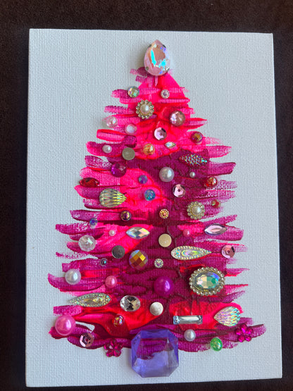 Handmade Pink Christmas Tree 5x7