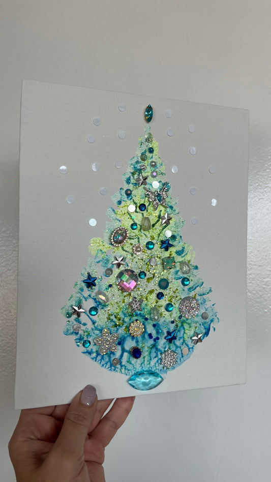 Original Painting "Winter Star" Christmas Tree 8x10