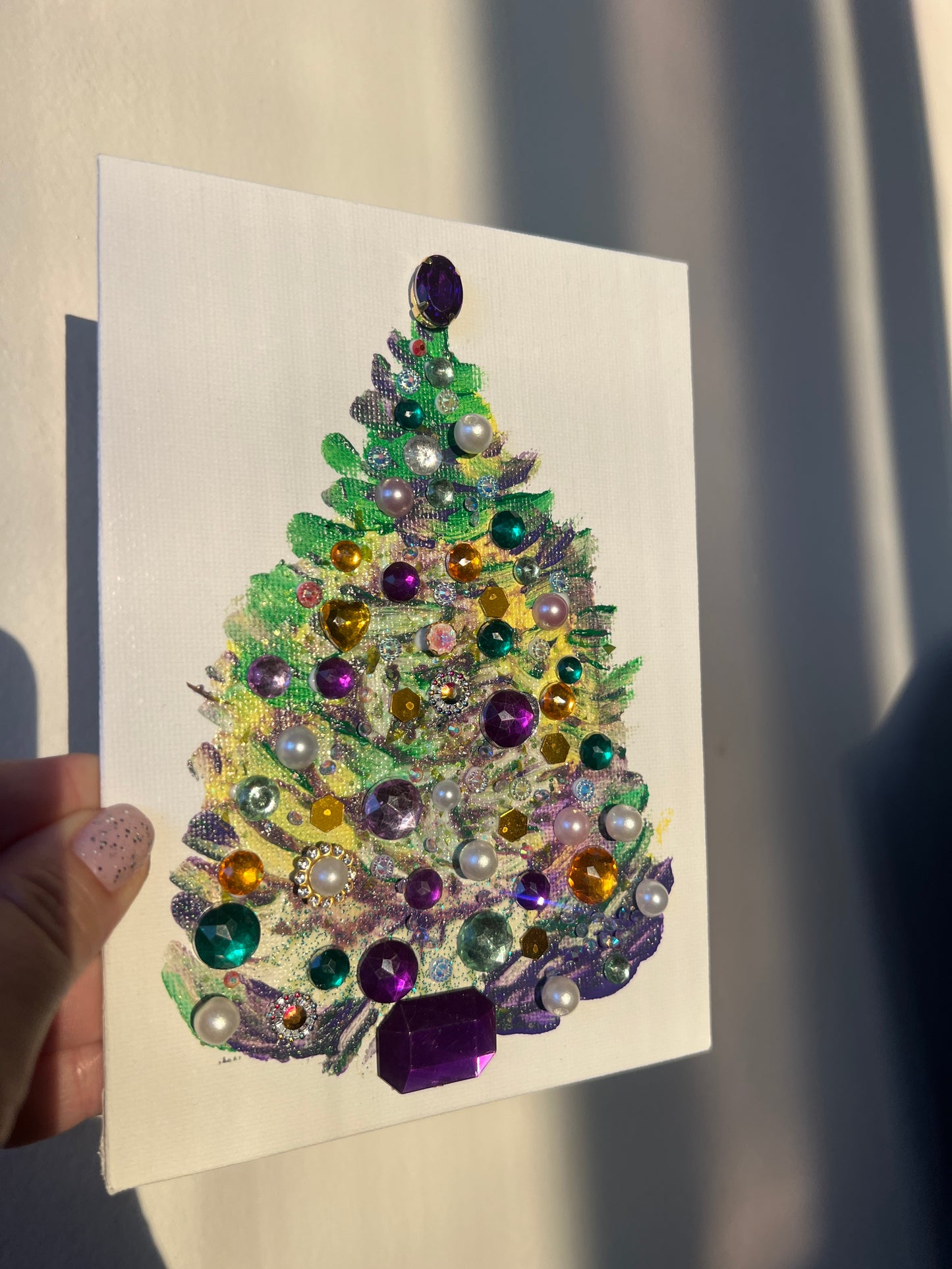 Sparkly Jeweled Christmas Tree – 5x7 Original painting