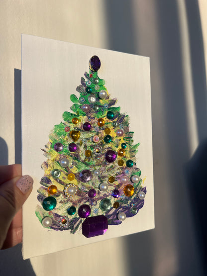 Sparkly Jeweled Christmas Tree – 5x7 Original painting