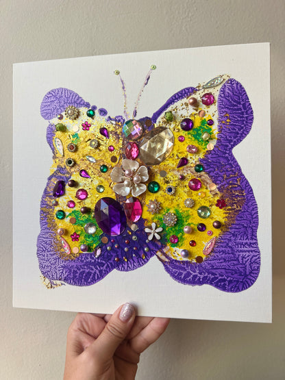 Jeweled Butterfly Art – 10x10 Original painting