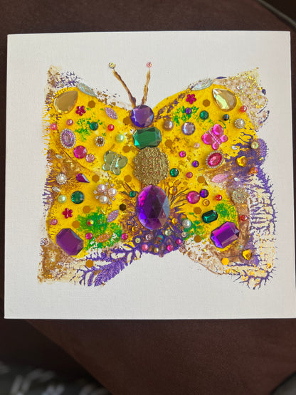 Golden Jeweled Butterfly – 10x10 Original painting