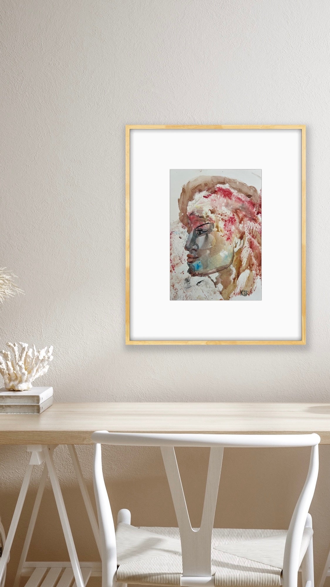 Love, Unspoken original watercolor portrait, 9×12 in (23×30.5 cm).