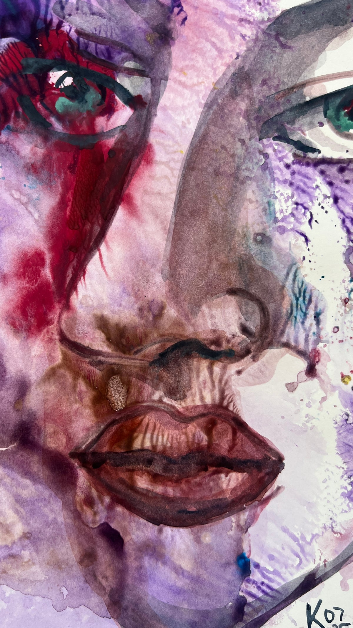Original Watercolor Painting "The Violet Hour" Portrait 9x12