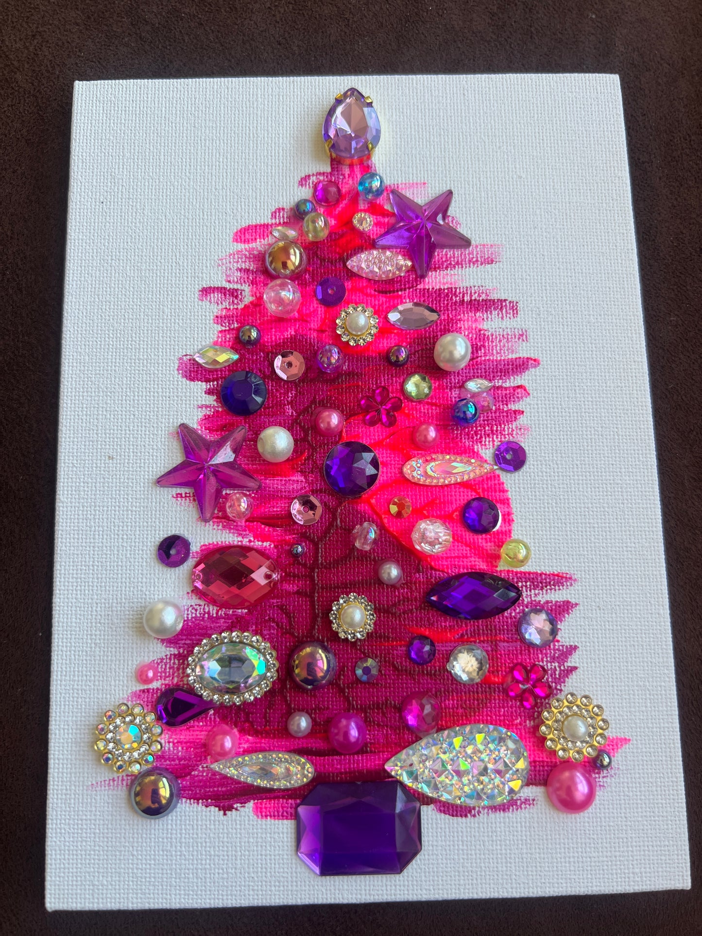 Pink & Purple Jeweled Christmas Tree - 5x7 Original