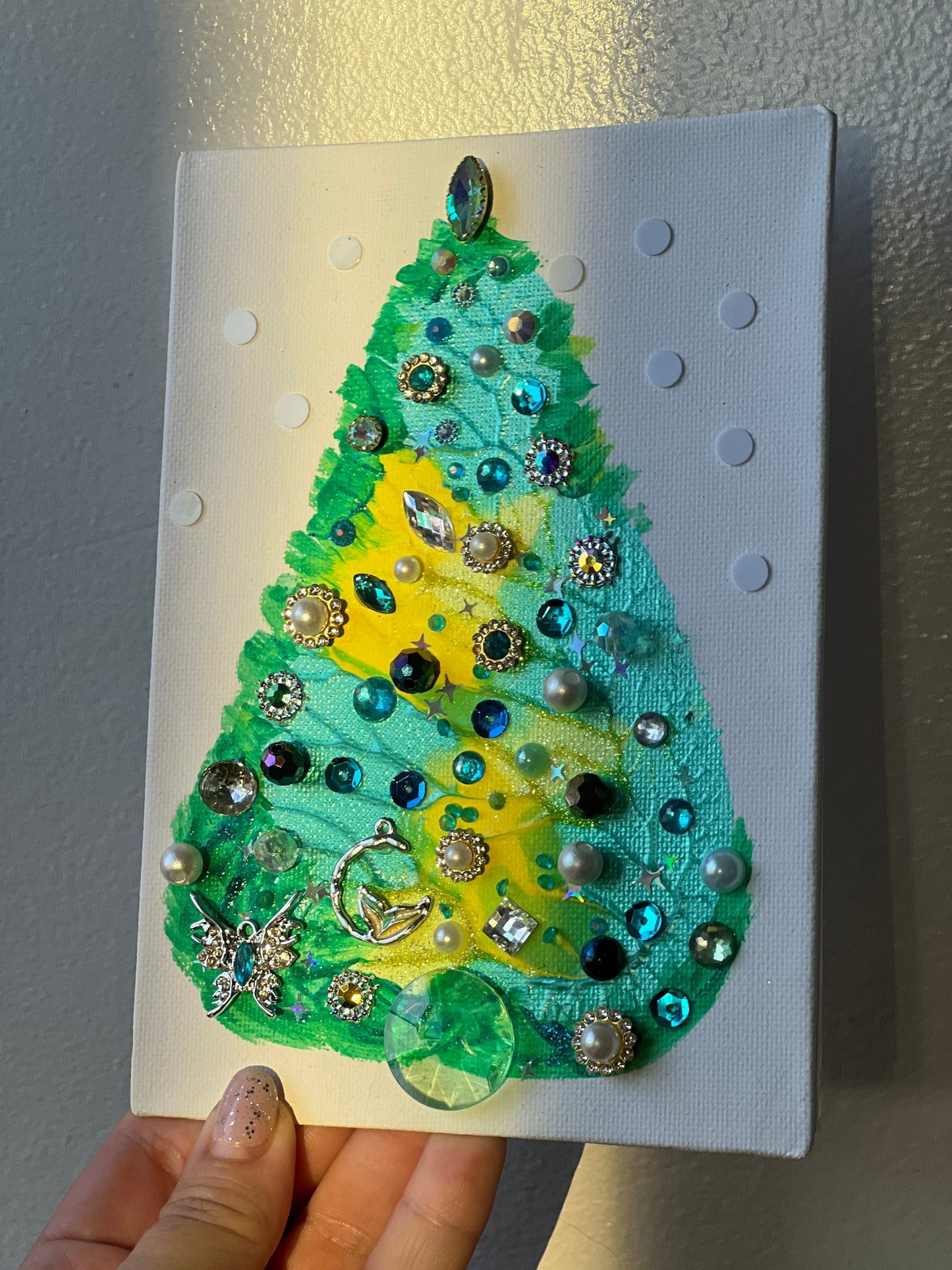 Enchanted Jeweled Christmas Tree with Fairy – 5x7 Original painting