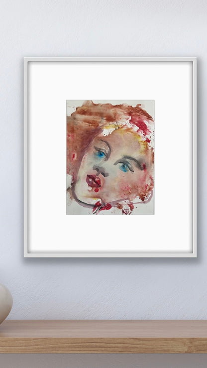 Original Watercolor Painting "Sky Eyes" Portrait 9x12
