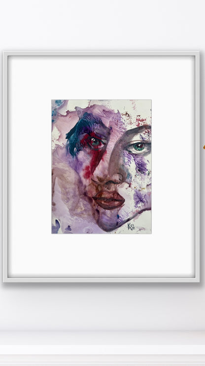 Original Watercolor Painting "The Violet Hour" Portrait 9x12
