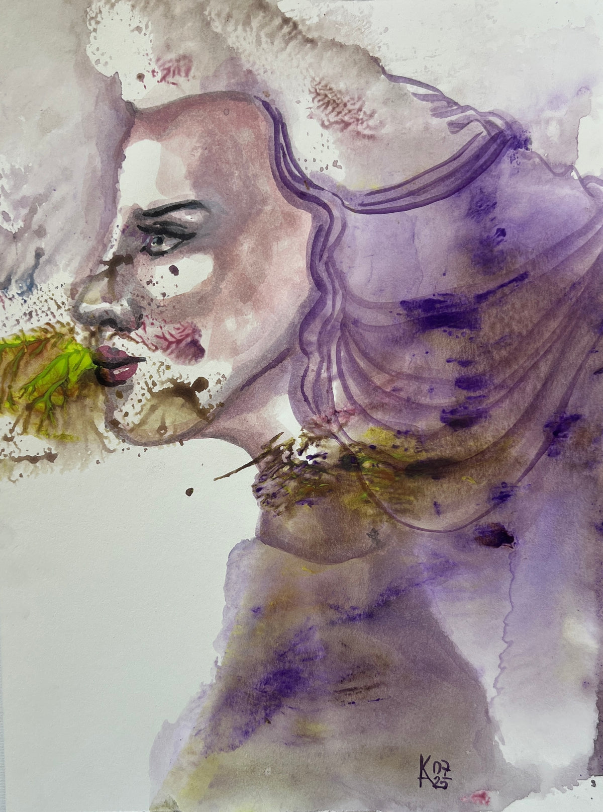 Lilac Fog — original watercolor, 9×12 in