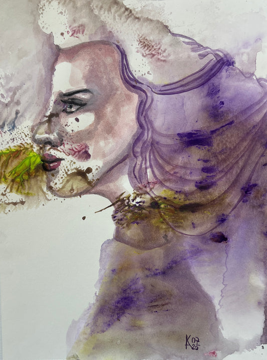 Lilac Fog — original watercolor, 9×12 in