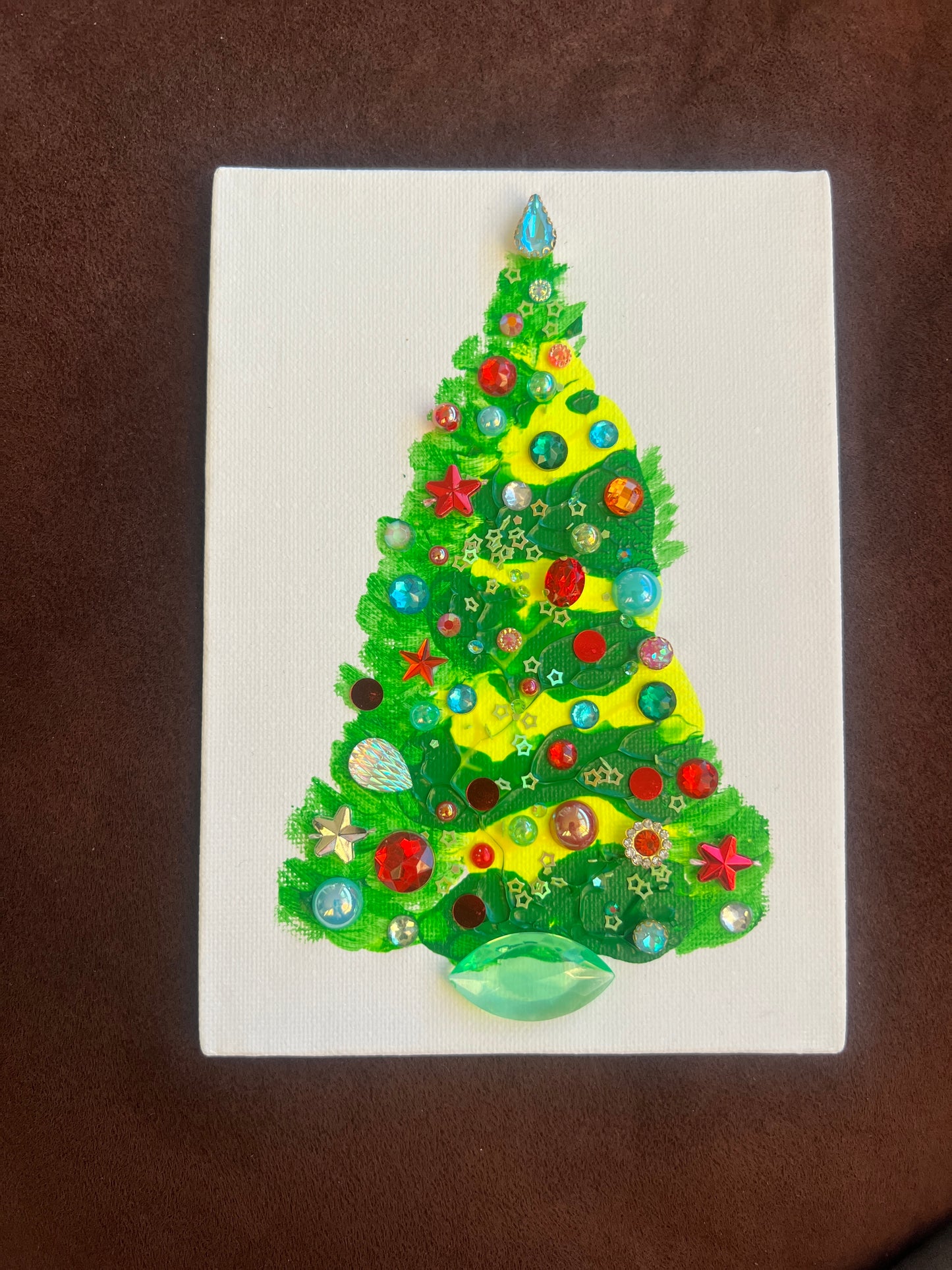 Classic Jeweled Christmas Tree – 5x7 Original painting