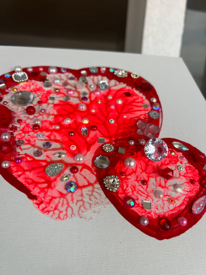 "Twin Hearts" – Original Mixed Media Art 10x10 inch