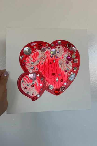 Two hearts, one love an original 3D heart painting, 10×10 in (25.4×25.4 cm)