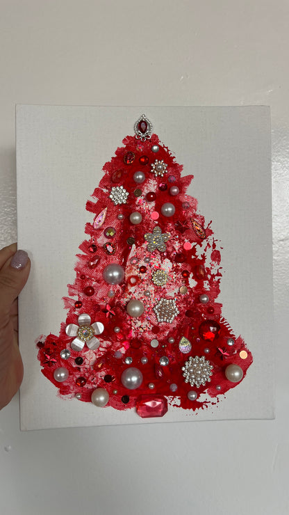 Original Painting "Ruby Noel" Christmas Tree 8x10