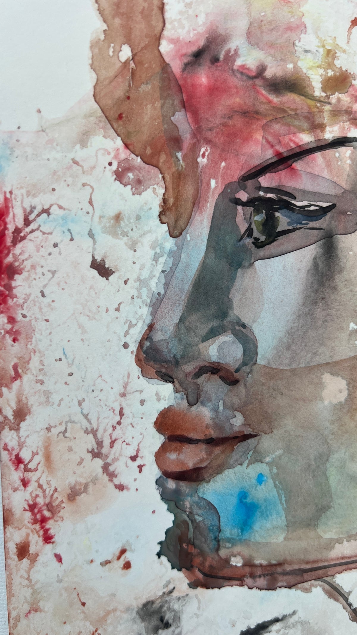 Love, Unspoken original watercolor portrait, 9×12 in (23×30.5 cm).