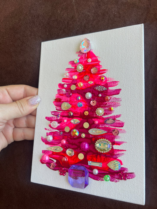 Handmade Pink Christmas Tree 5x7